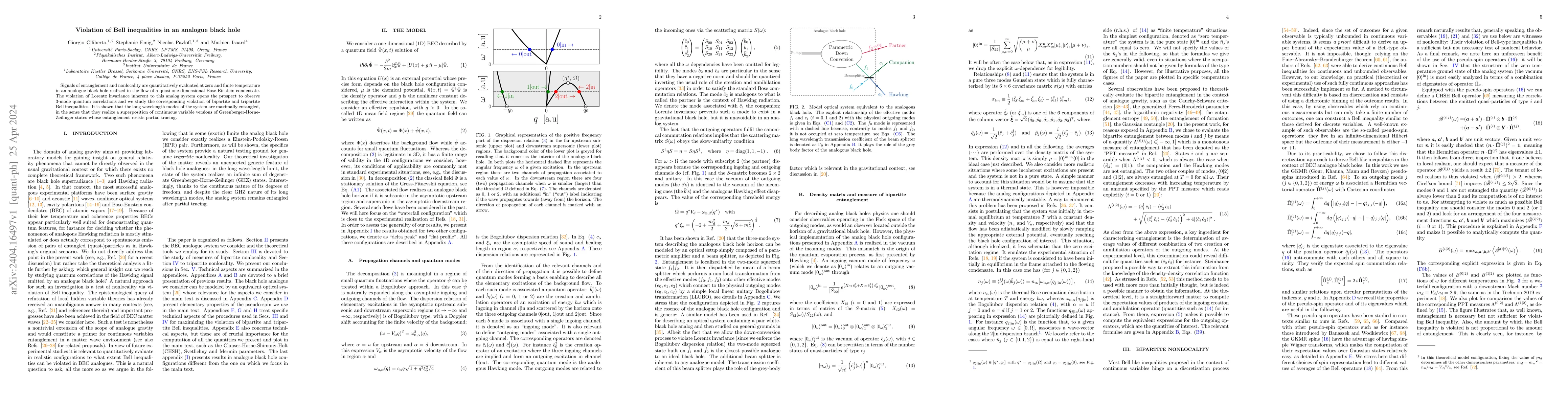 Thumbnail for Violation of Bell inequalities in an analogue black hole