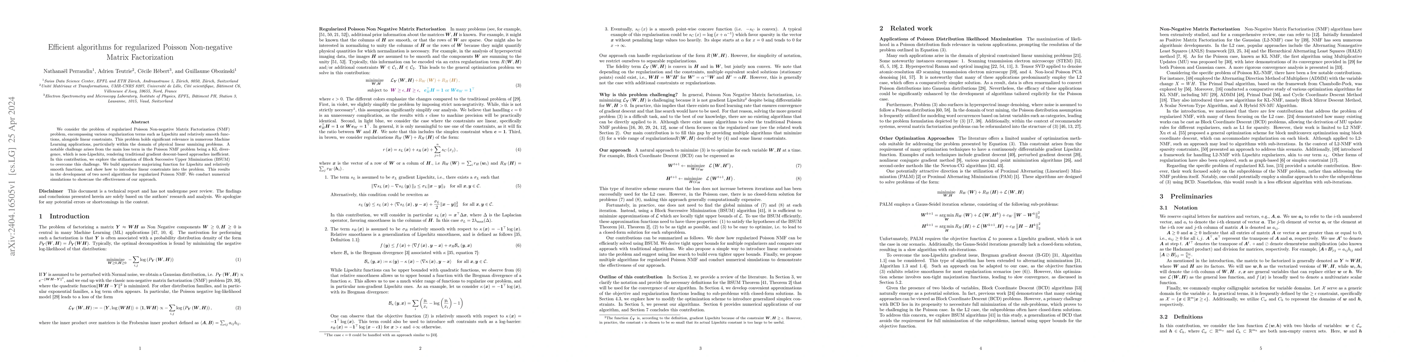 Thumbnail for Efficient algorithms for regularized Poisson Non-negative Matrix
  Factorization
