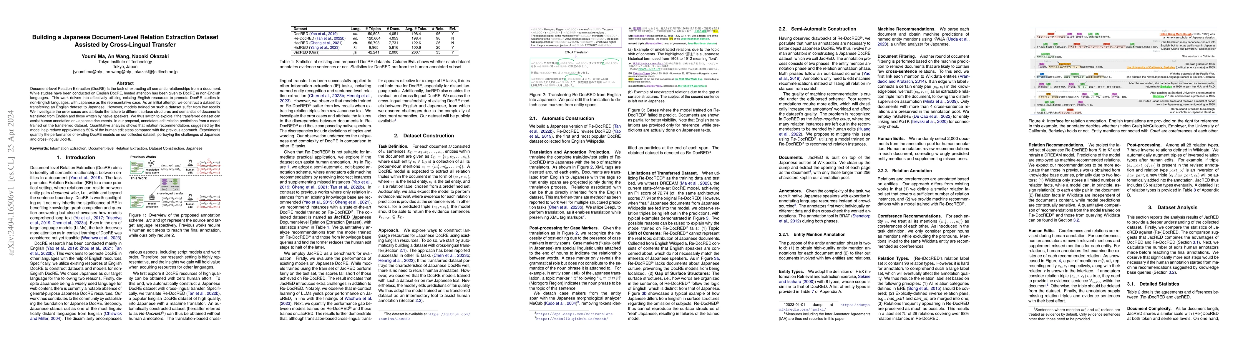Thumbnail for Building a Japanese Document-Level Relation Extraction Dataset Assisted
  by Cross-Lingual Transfer