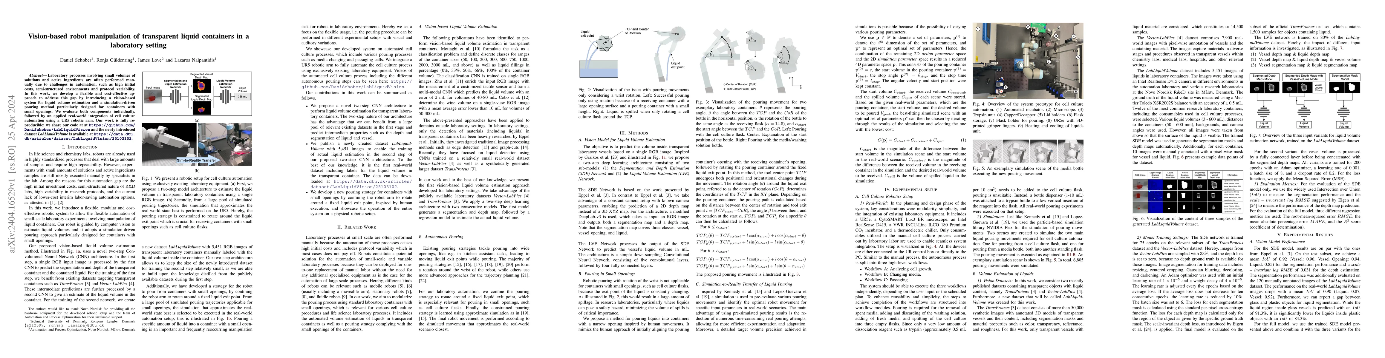 Thumbnail for Vision-based robot manipulation of transparent liquid containers in a
  laboratory setting