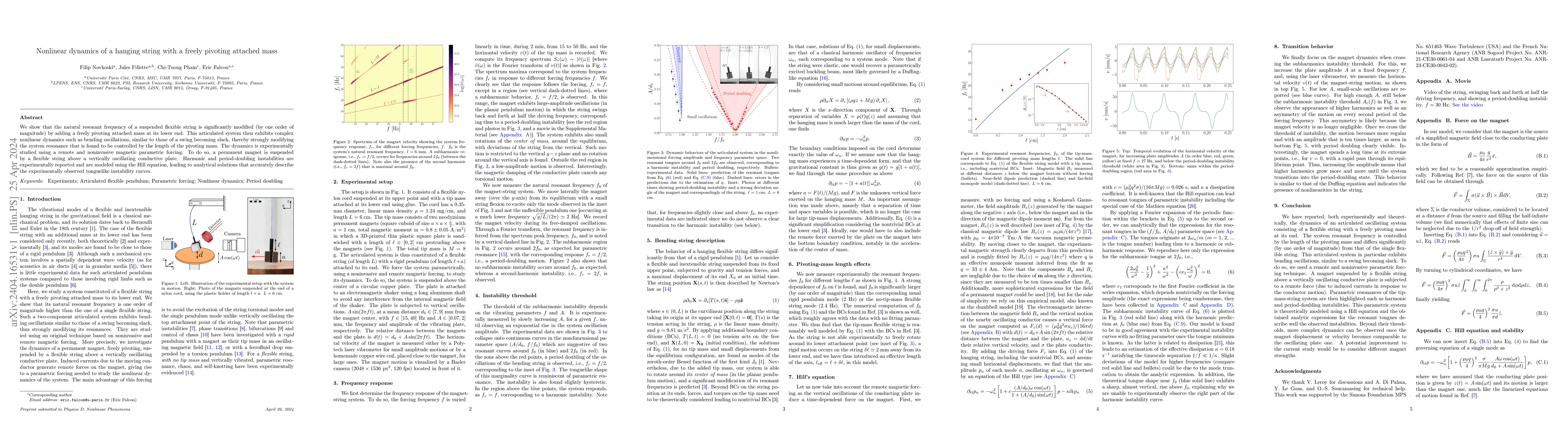 Thumbnail for Nonlinear dynamics of a hanging string with a freely pivoting attached
  mass