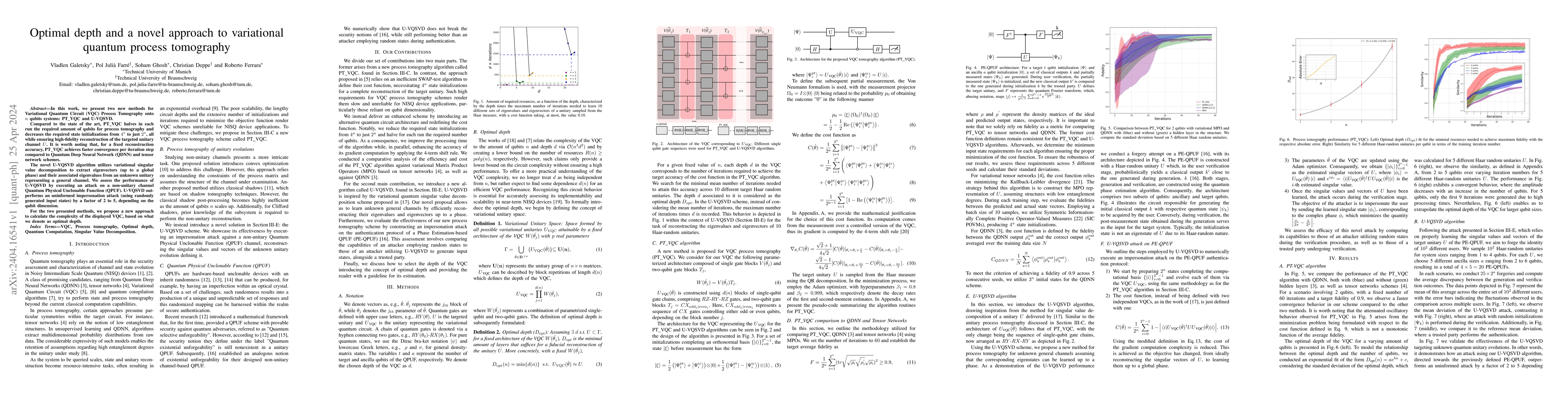 Thumbnail for Optimal depth and a novel approach to variational quantum process
  tomography
