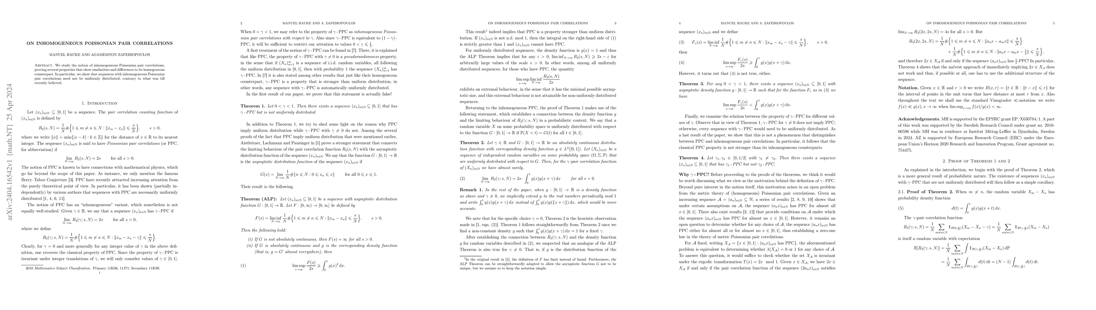 Thumbnail for On Inhomogeneous Poissonian Pair Correlations