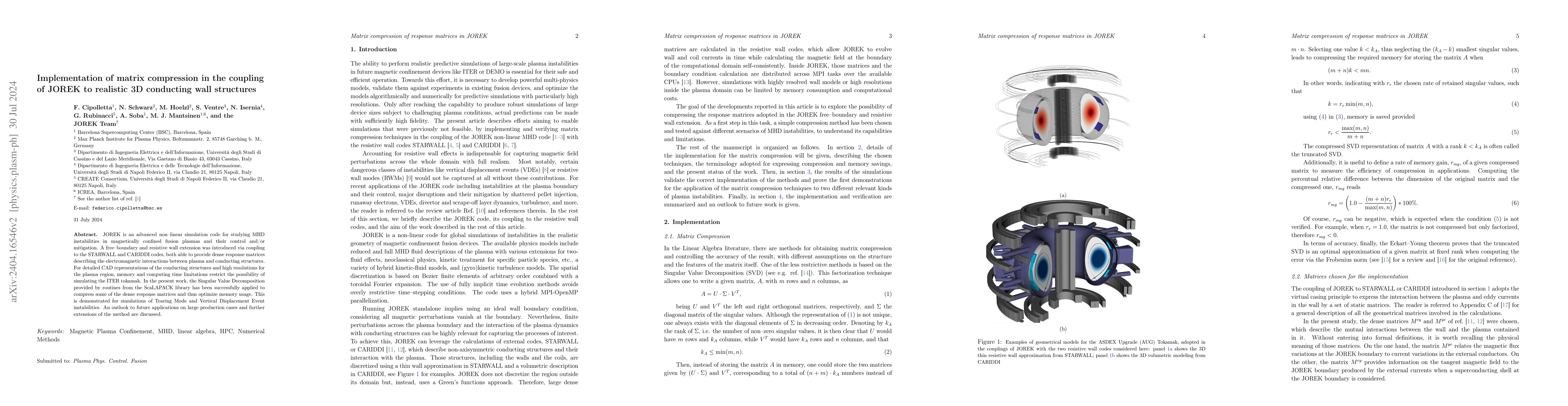 Thumbnail for Implementation of matrix compression in the coupling of JOREK to
  realistic 3D conducting wall structures