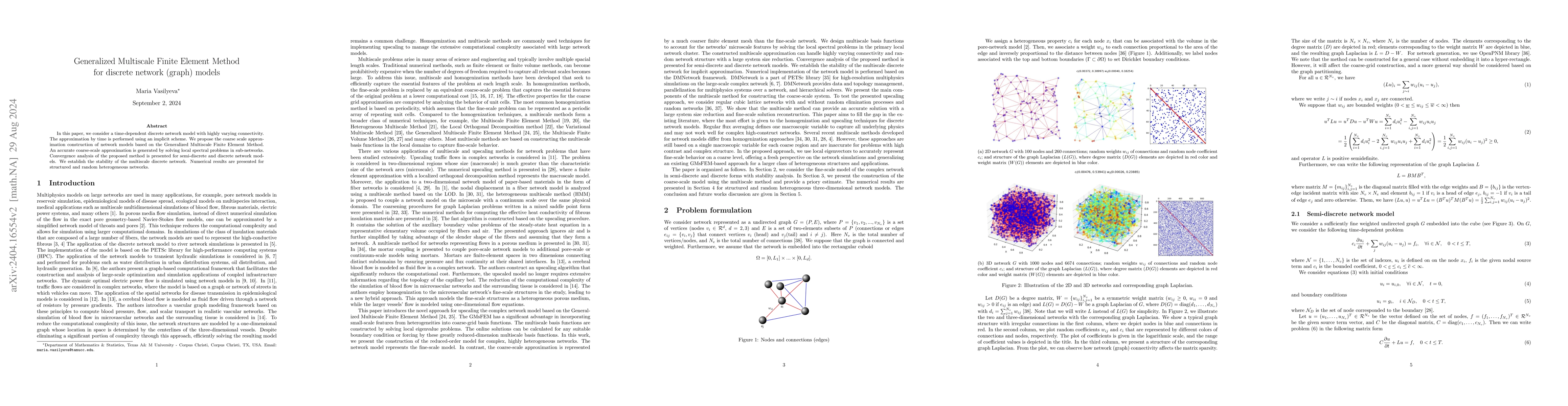 Thumbnail for Generalized Multiscale Finite Element Method for discrete network
  (graph) models