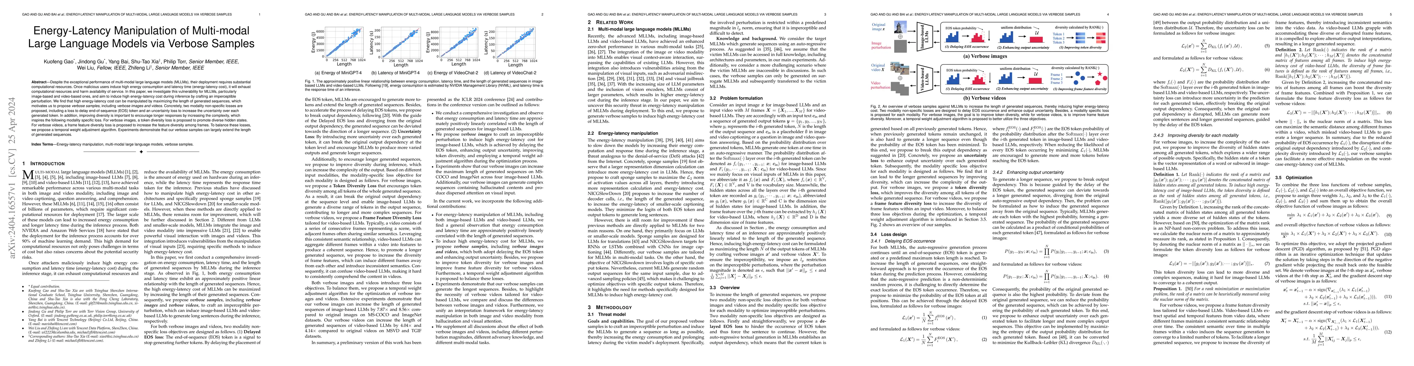 Thumbnail for Energy-Latency Manipulation of Multi-modal Large Language Models via
  Verbose Samples
