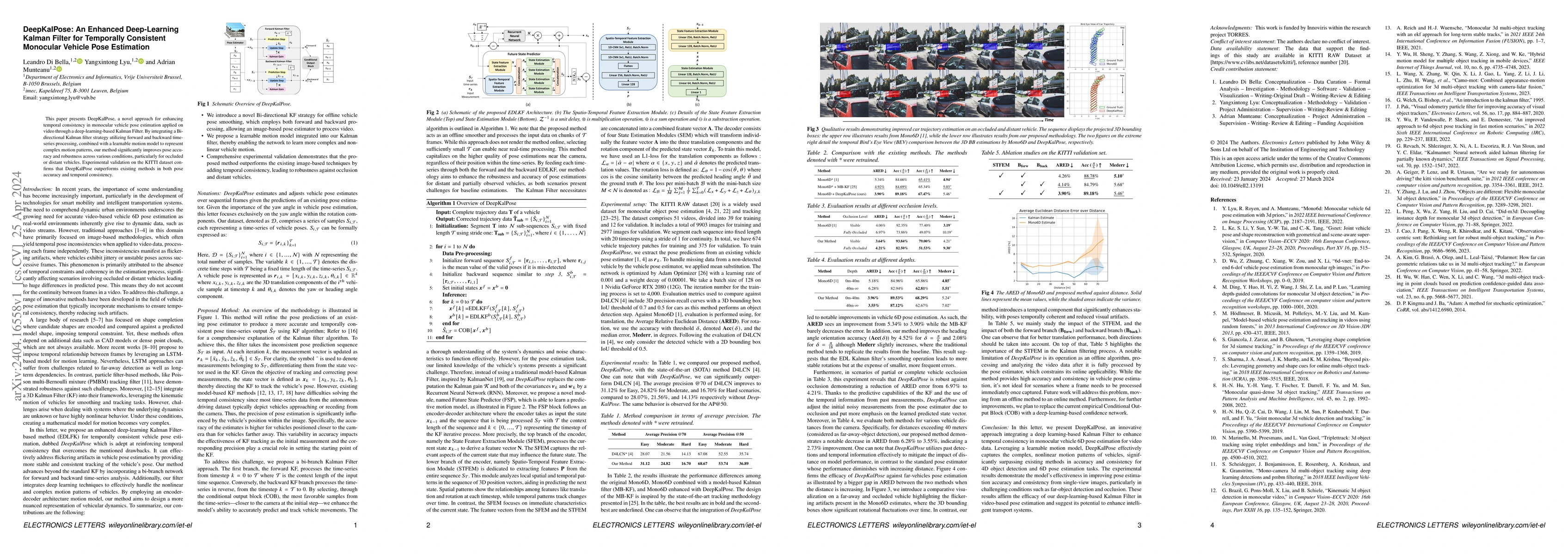 Thumbnail for DeepKalPose: An Enhanced Deep-Learning Kalman Filter for Temporally
  Consistent Monocular Vehicle Pose Estimation
