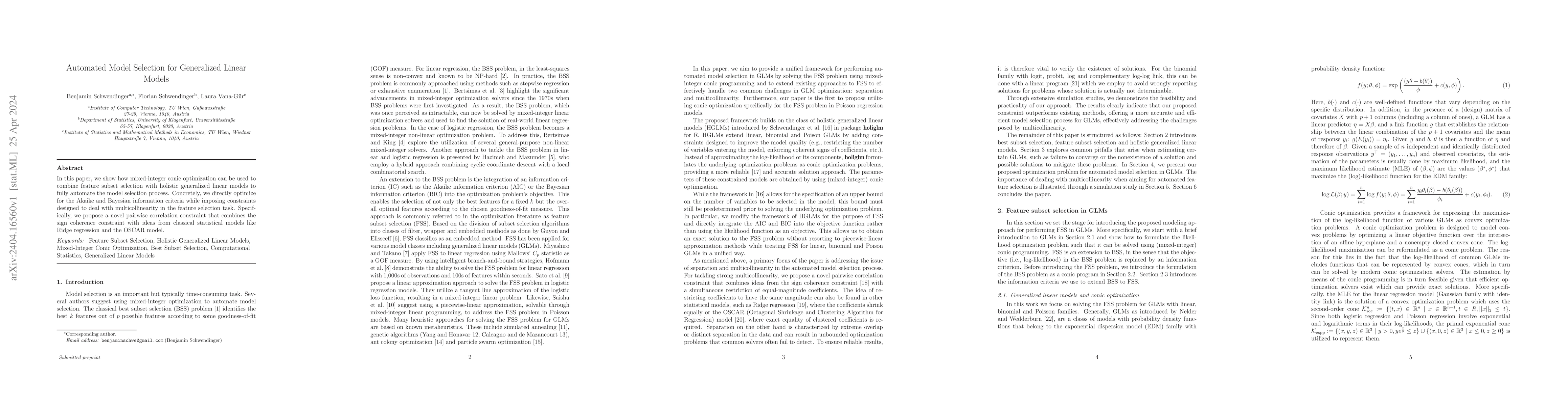 Thumbnail for Automated Model Selection for Generalized Linear Models