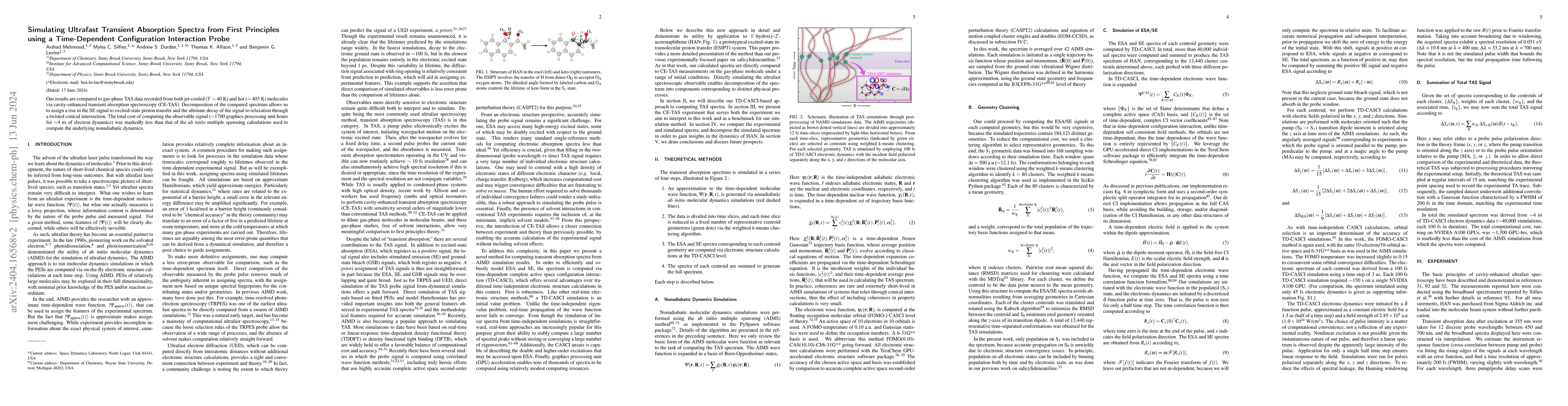 Thumbnail for Simulating Ultrafast Transient Absorption Spectra from First Principles
  using a Time-Dependent Configuration Interaction Probe