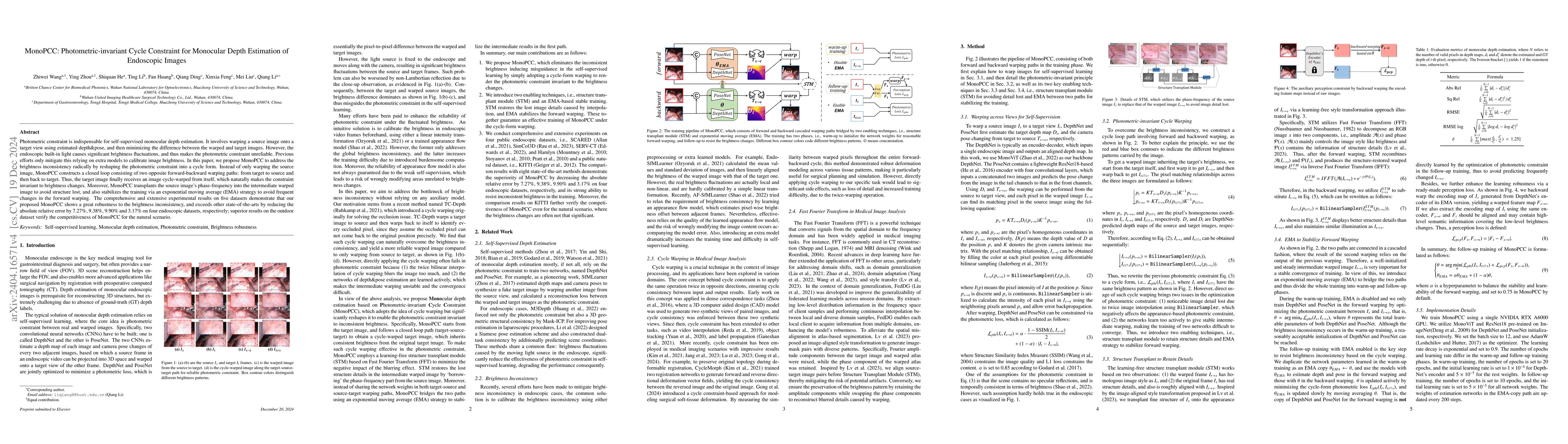 Thumbnail for MonoPCC: Photometric-invariant Cycle Constraint for Monocular Depth
  Estimation of Endoscopic Images