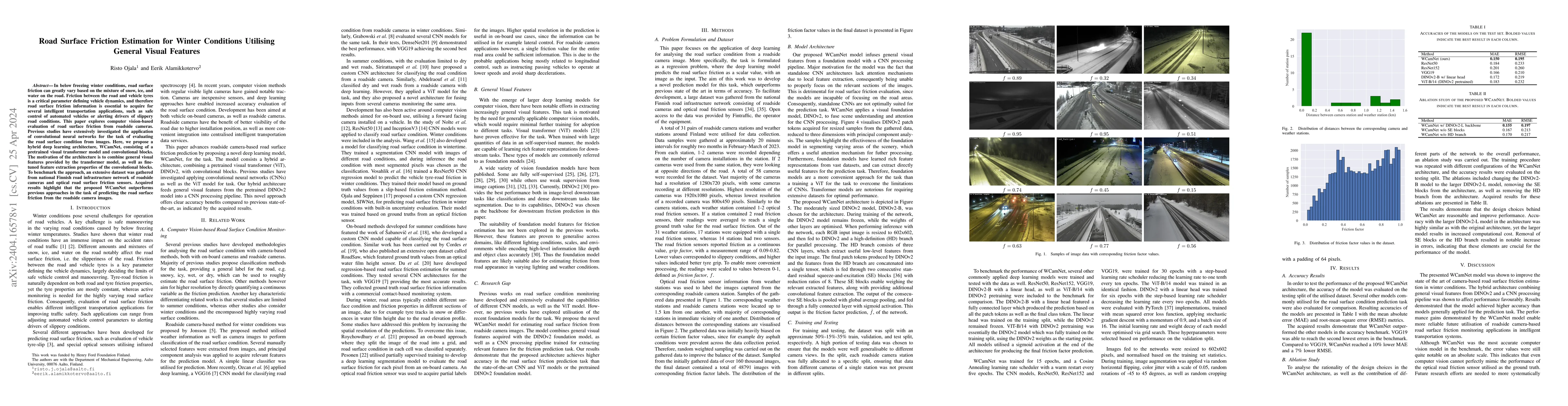 Thumbnail for Road Surface Friction Estimation for Winter Conditions Utilising General
  Visual Features