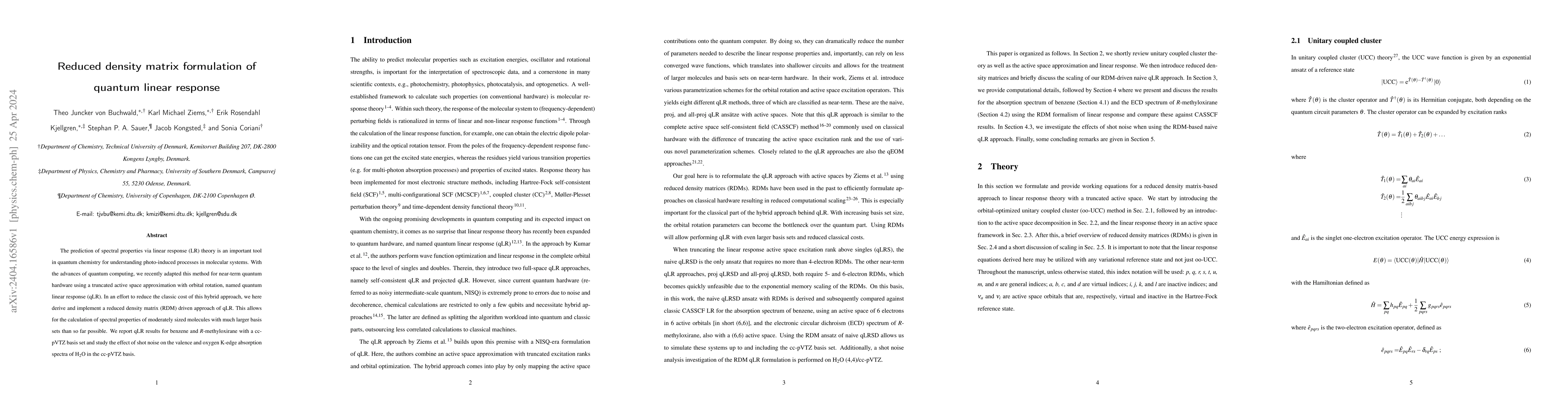 Thumbnail for Reduced density matrix formulation of quantum linear response