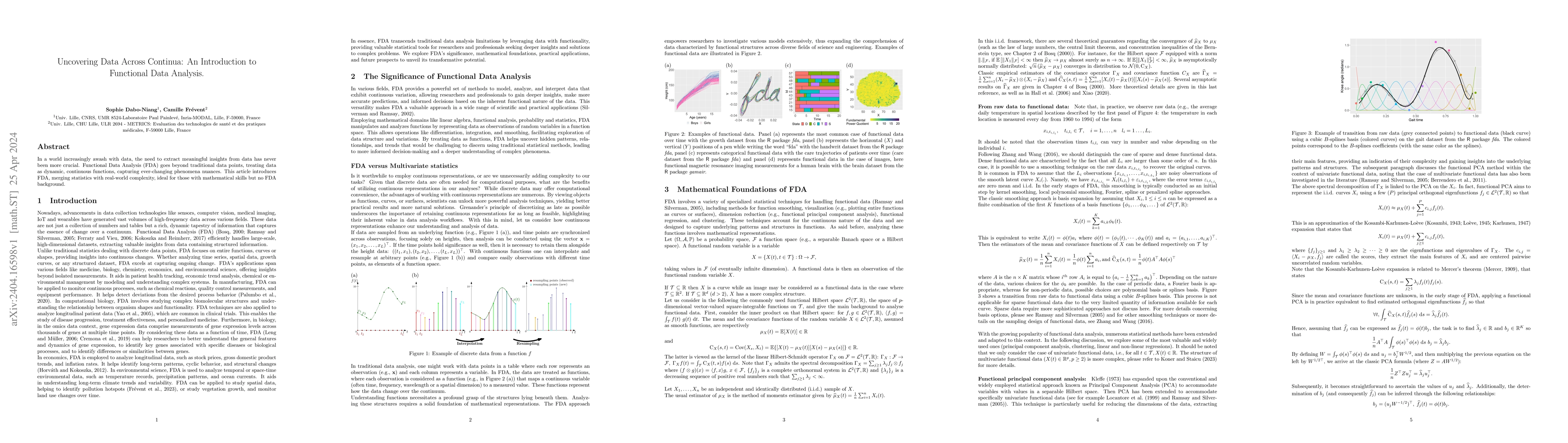 Thumbnail for Uncovering Data Across Continua: An Introduction to Functional Data
  Analysis
