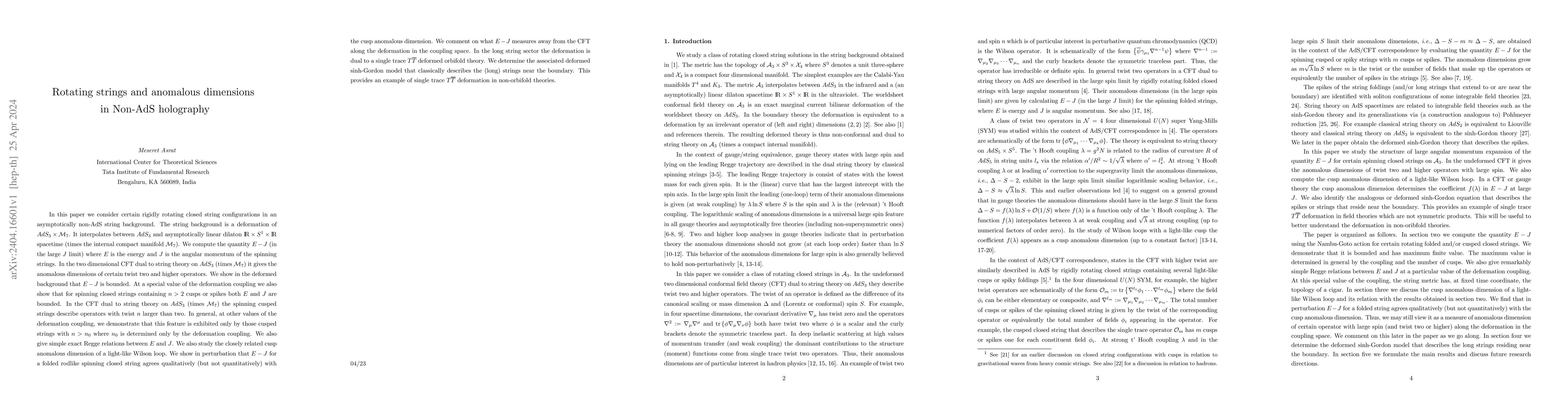 Thumbnail for Rotating strings and anomalous dimensions in Non-AdS holography