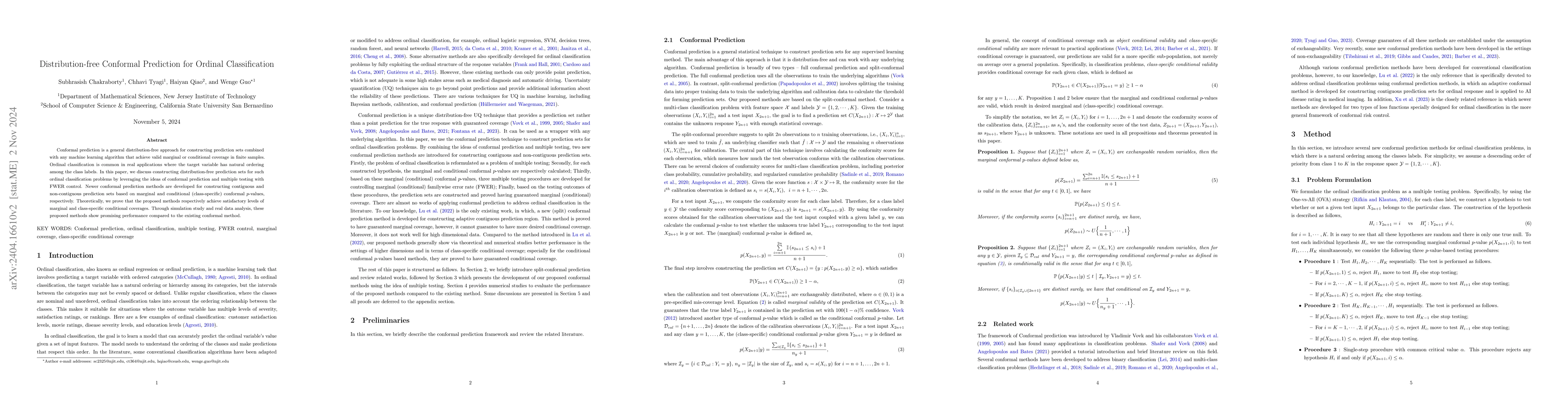 Thumbnail for Conformalized Ordinal Classification with Marginal and Conditional
  Coverage