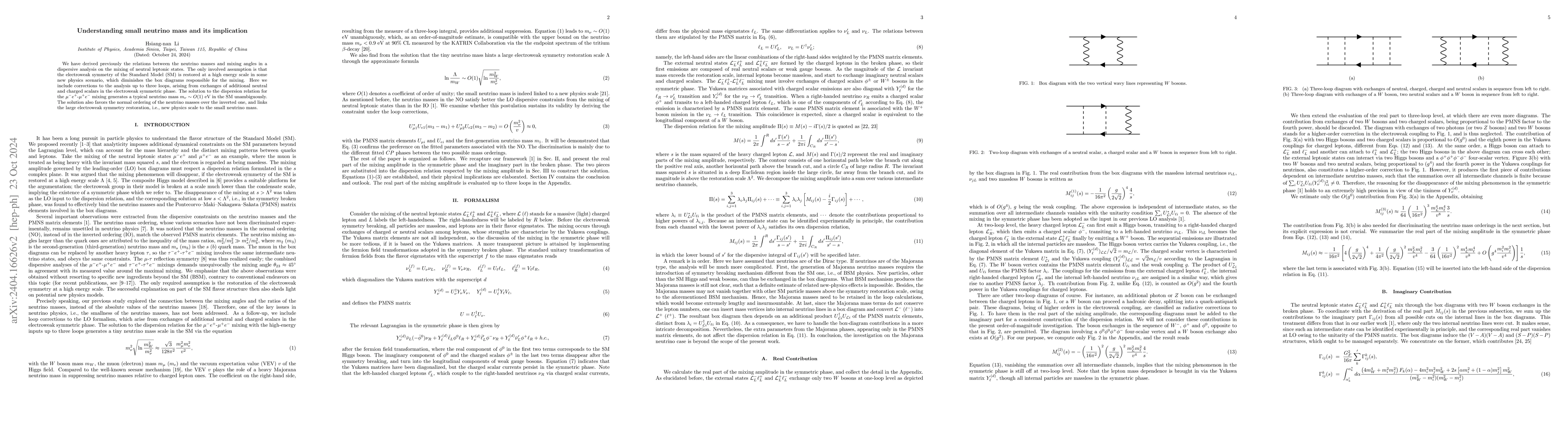 Thumbnail for Understanding small neutrino mass and its implication