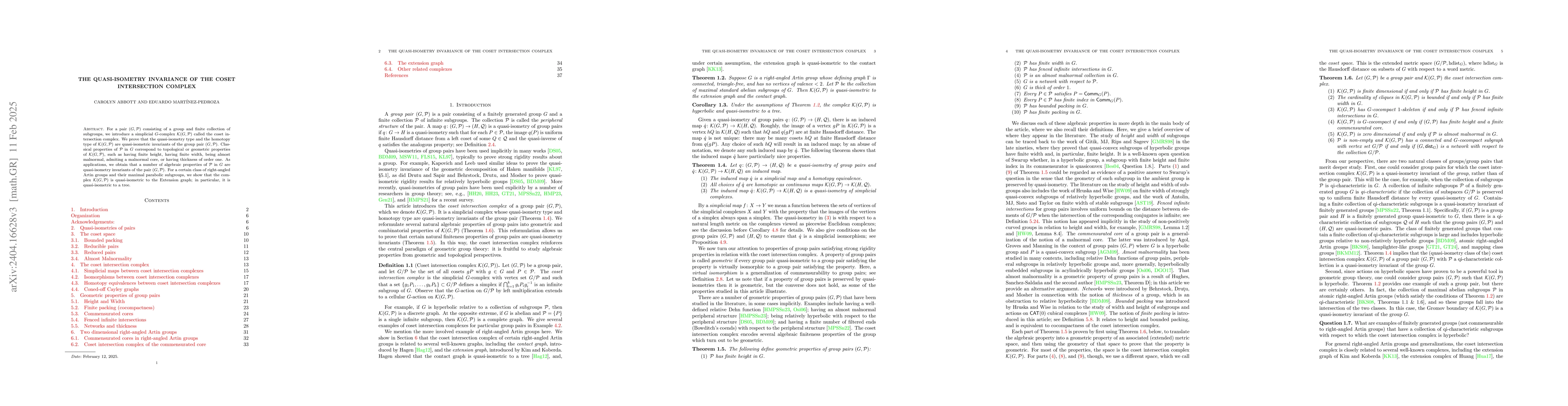 Thumbnail for The quasi-isometry invariance of the Coset Intersection Complex
