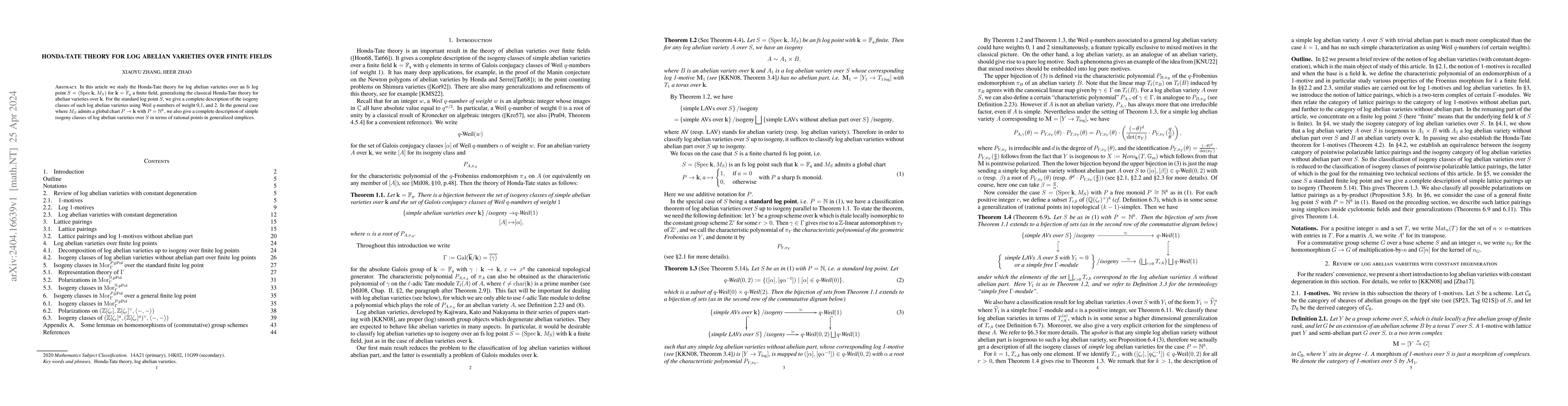 Thumbnail for Honda-Tate theory for log abelian varieties over finite fields
