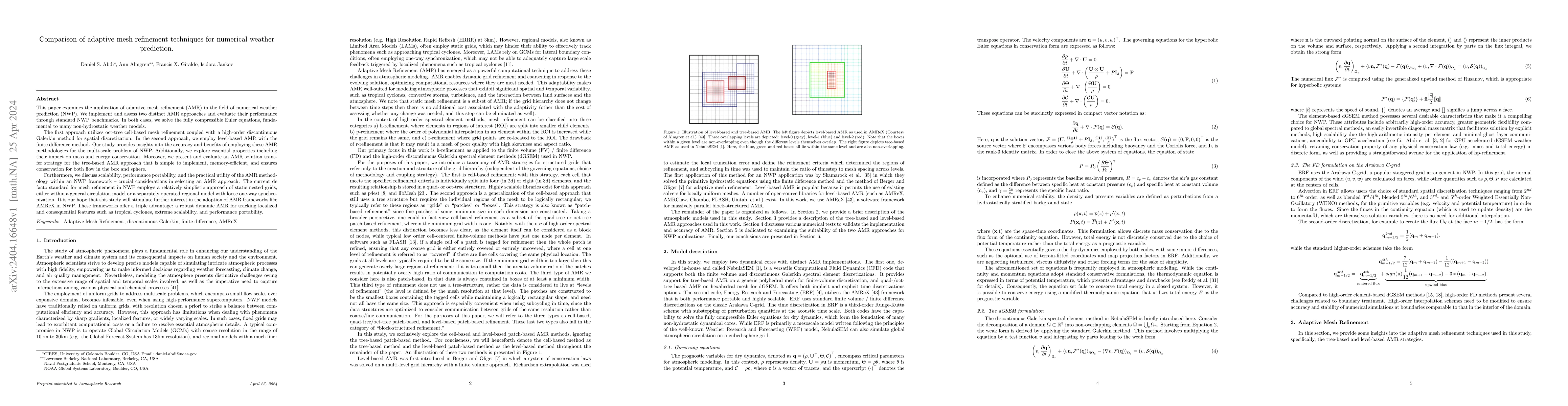 Thumbnail for Comparison of adaptive mesh refinement techniques for numerical weather
  prediction