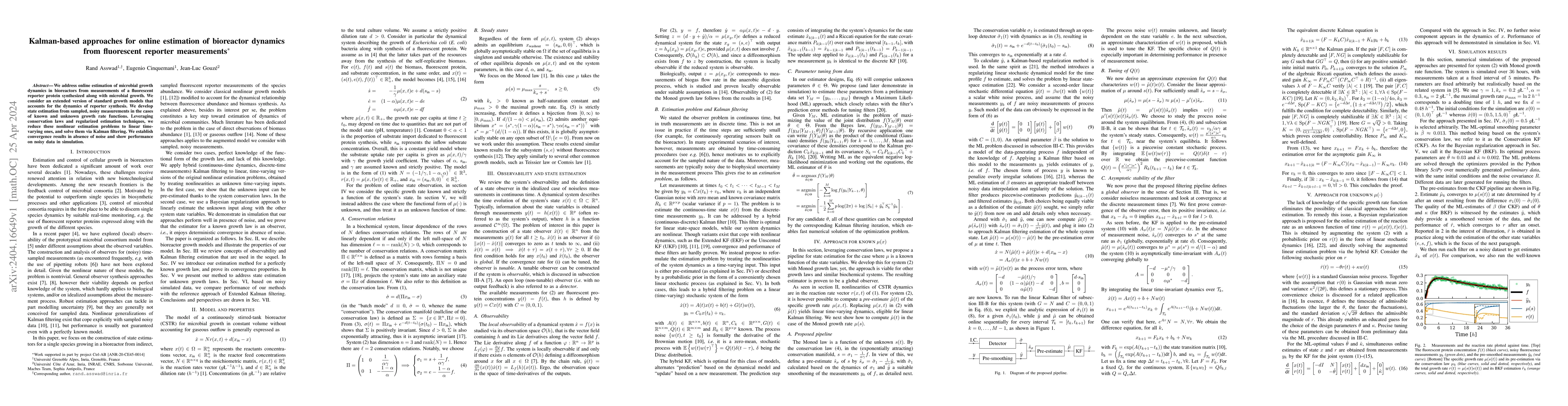 Thumbnail for Kalman-based approaches for online estimation of bioreactor dynamics
  from fluorescent reporter measurements