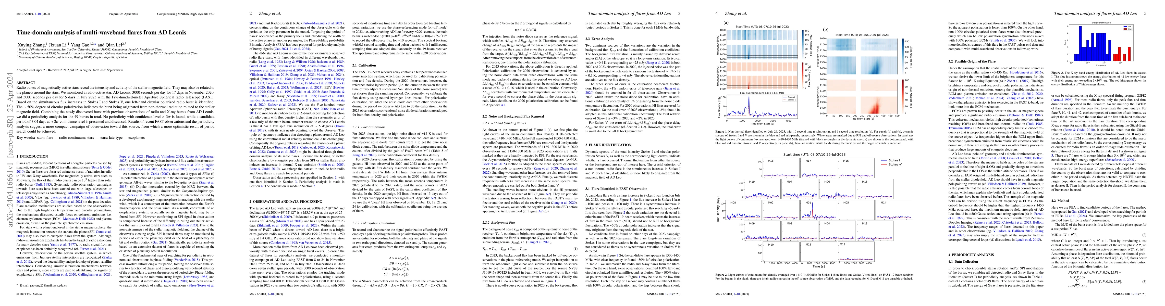 Thumbnail for Time-domain analysis of multi-waveband flares from AD Leonis