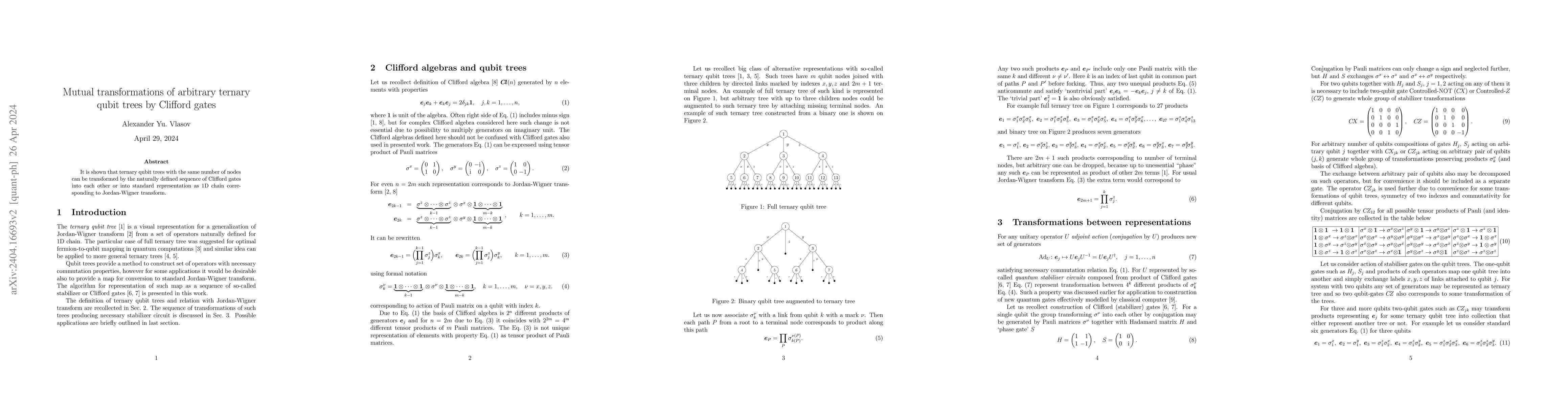 Thumbnail for Mutual transformations of arbitrary ternary qubit trees by Clifford
  gates