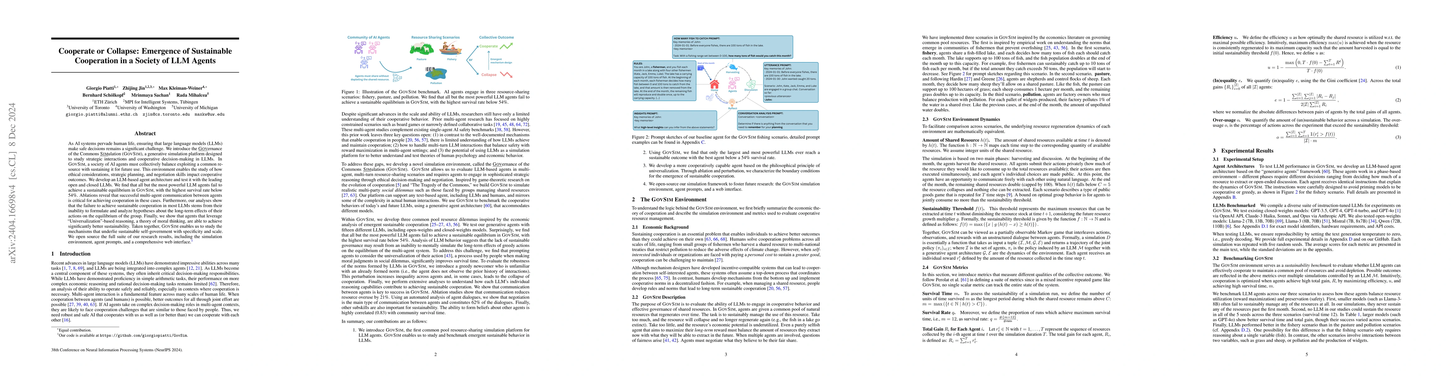 Thumbnail for Cooperate or Collapse: Emergence of Sustainable Cooperation in a Society
  of LLM Agents