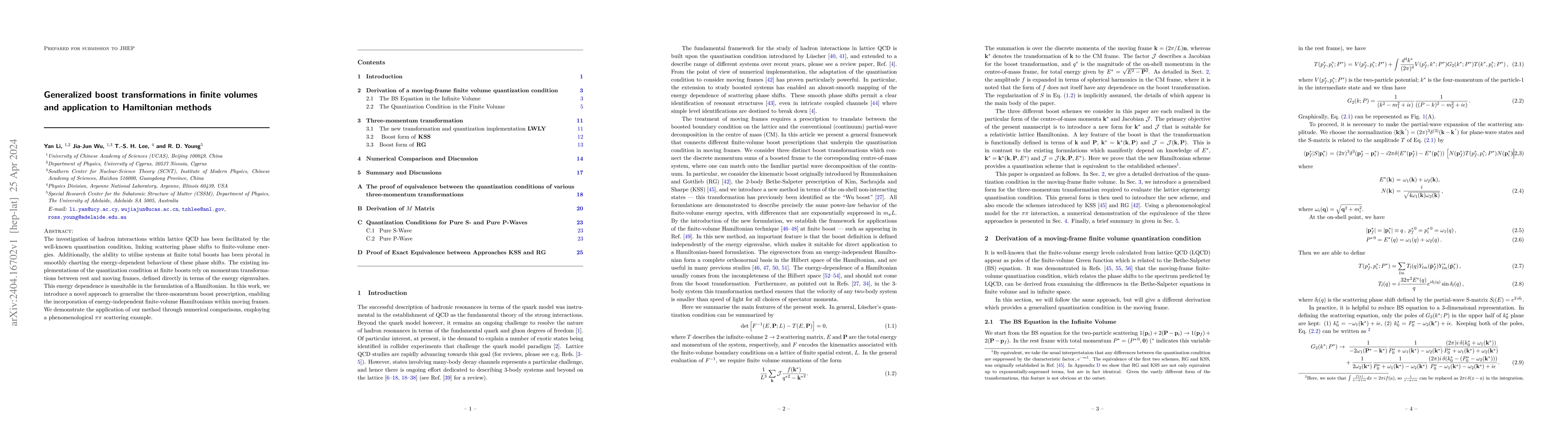 Thumbnail for Generalized boost transformations in finite volumes and application to
  Hamiltonian methods
