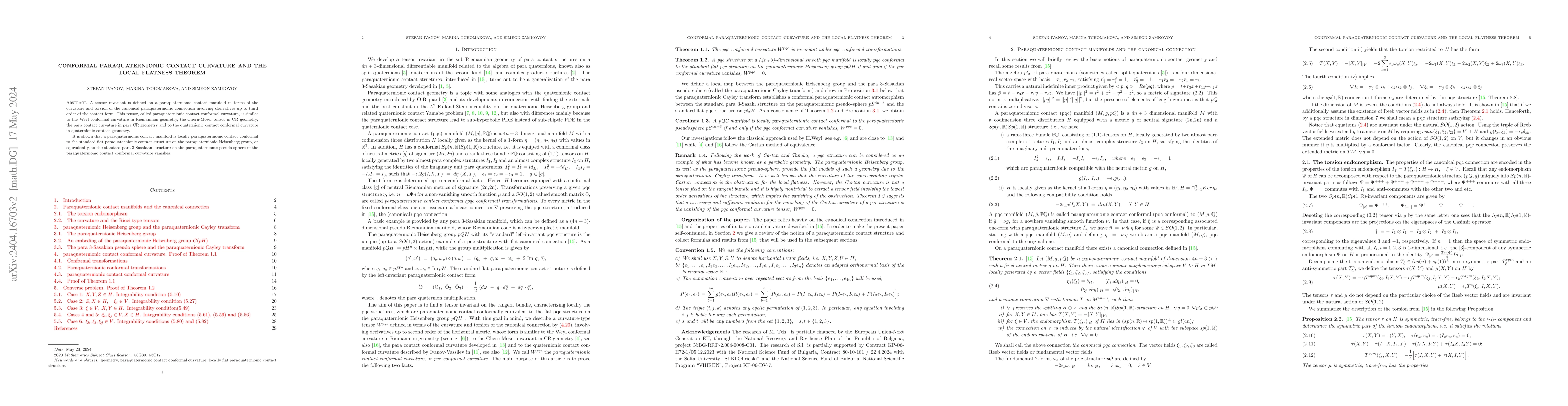 Thumbnail for Conformal paraquaternionic contact curvature and the local flatness
  theorem