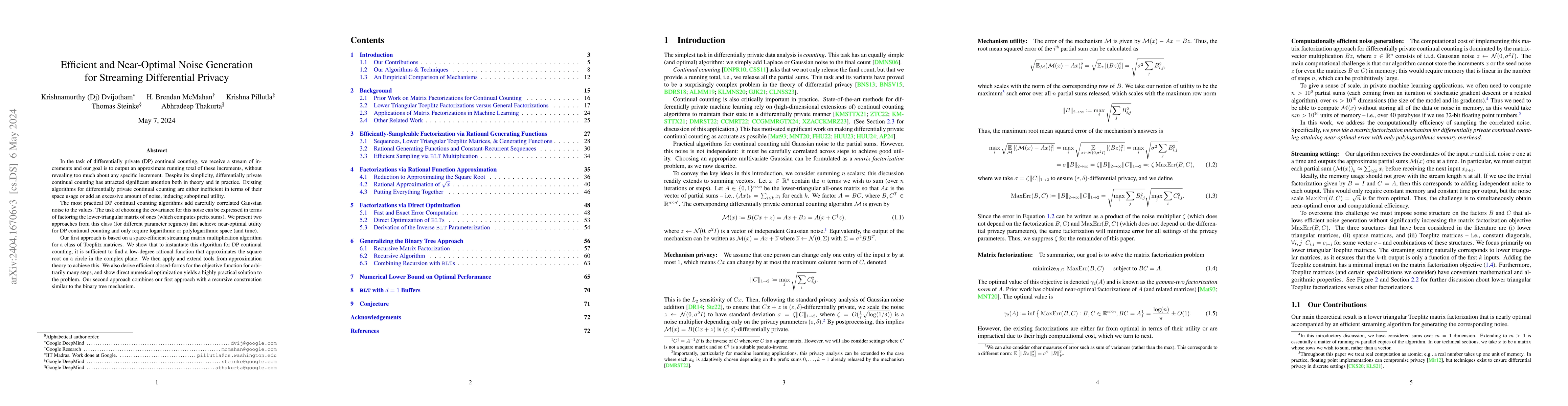Thumbnail for Efficient and Near-Optimal Noise Generation for Streaming Differential
  Privacy