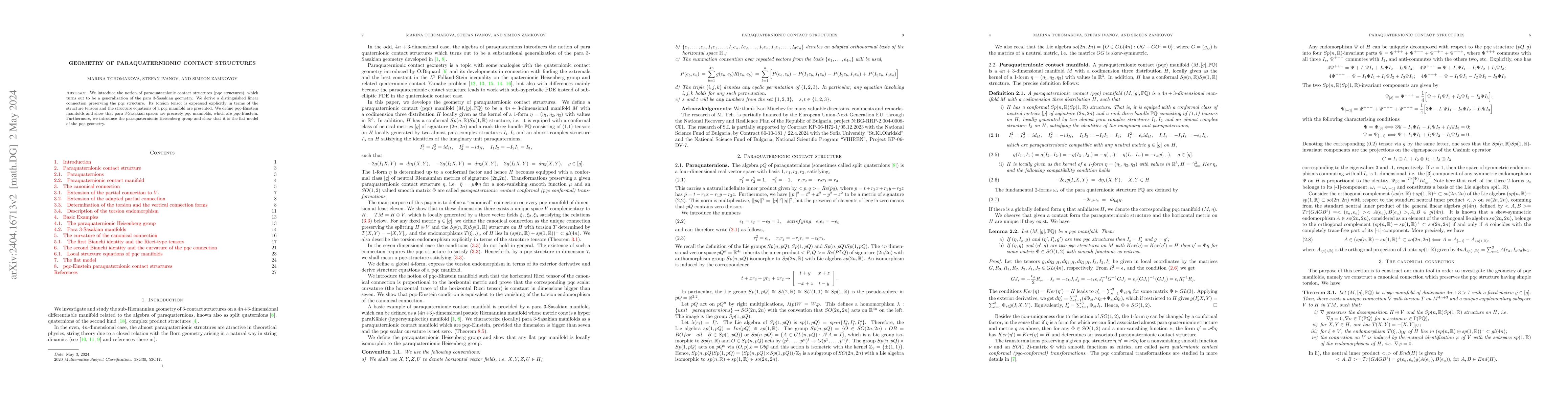Thumbnail for Geometry of paraquaternionic contact structures
