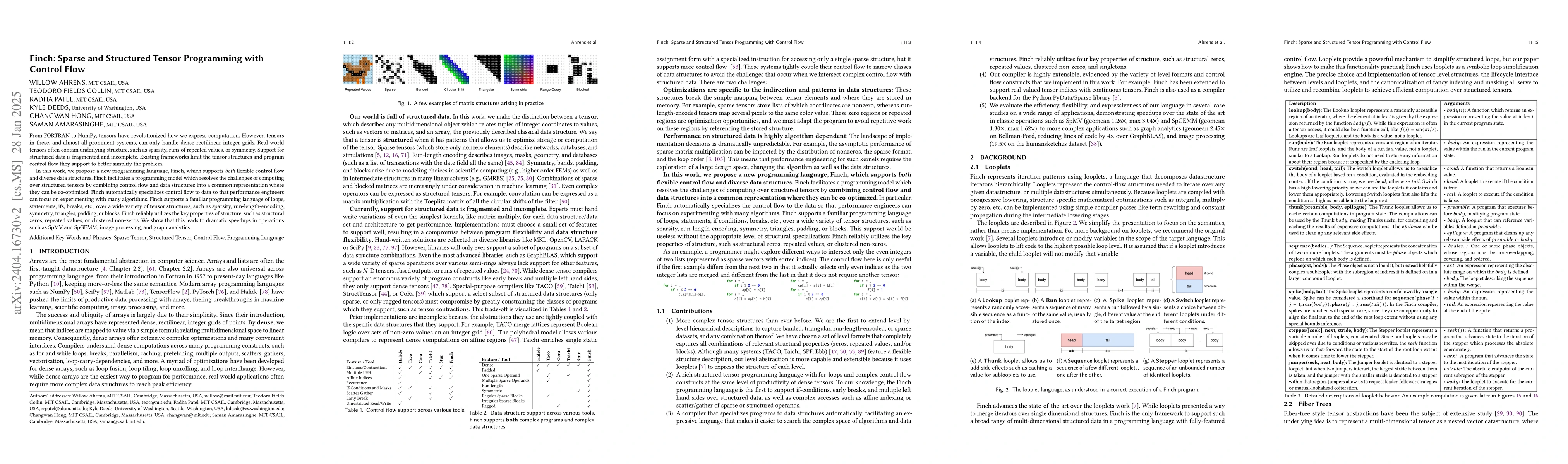 Thumbnail for Finch: Sparse and Structured Array Programming with Control Flow