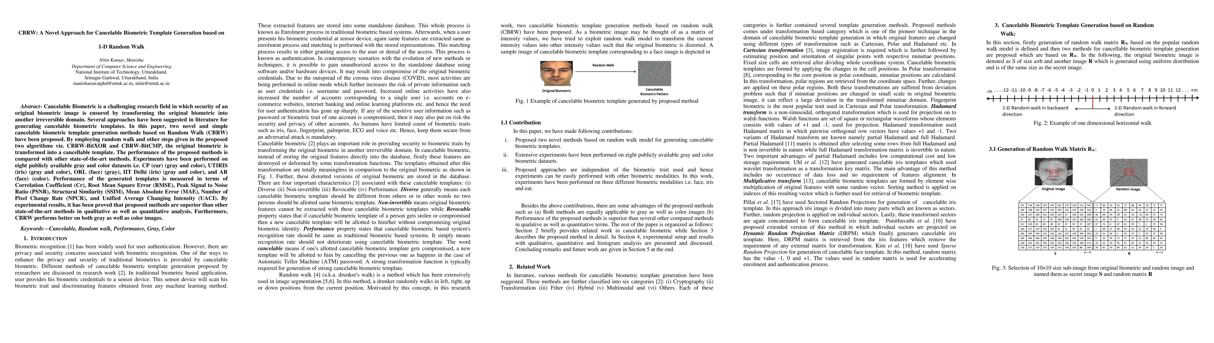 Thumbnail for CBRW: A Novel Approach for Cancelable Biometric Template Generation
  based on