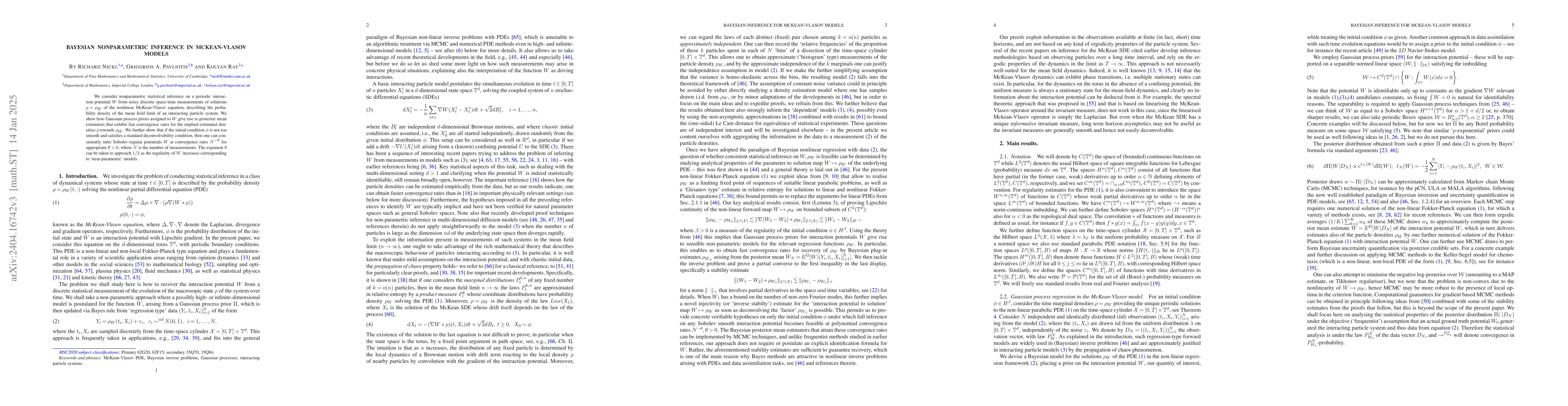 Thumbnail for Bayesian Nonparametric Inference in McKean-Vlasov models