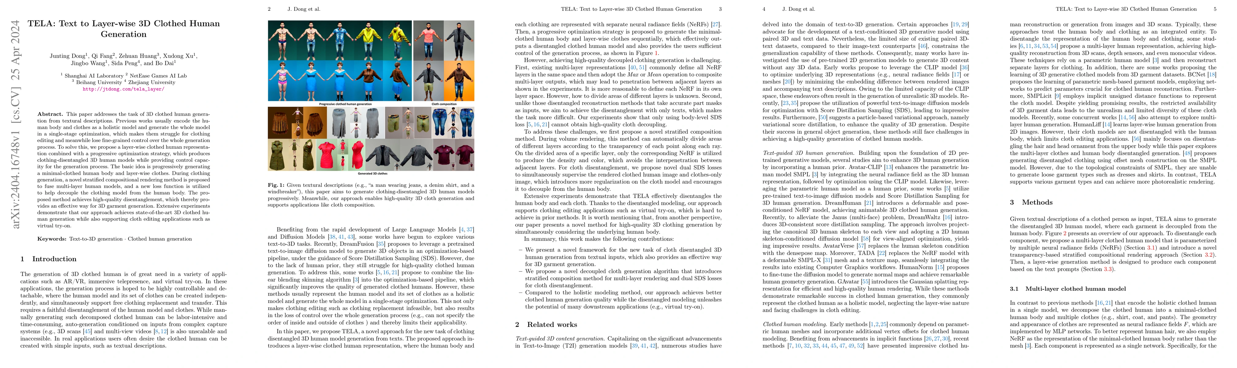 Thumbnail for TELA: Text to Layer-wise 3D Clothed Human Generation