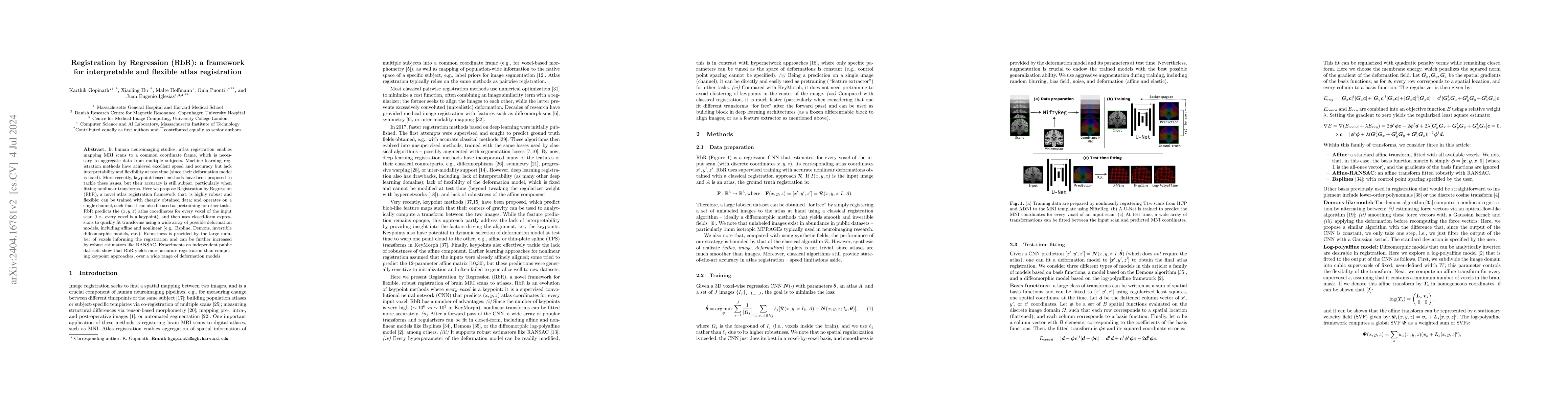 Thumbnail for Registration by Regression (RbR): a framework for interpretable and
  flexible atlas registration