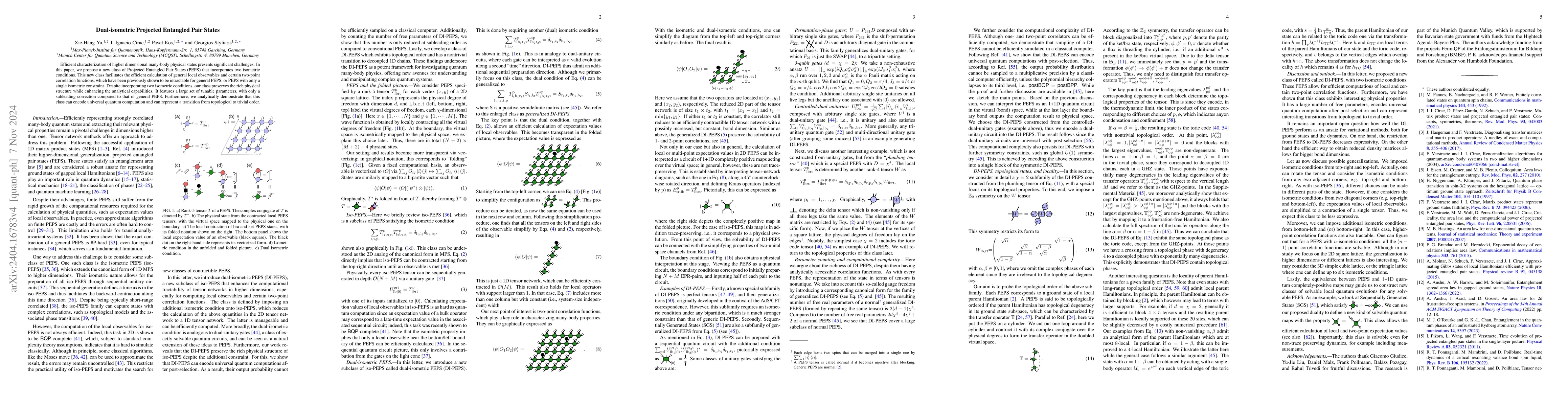 Thumbnail for Dual-isometric Projected Entangled Pair States