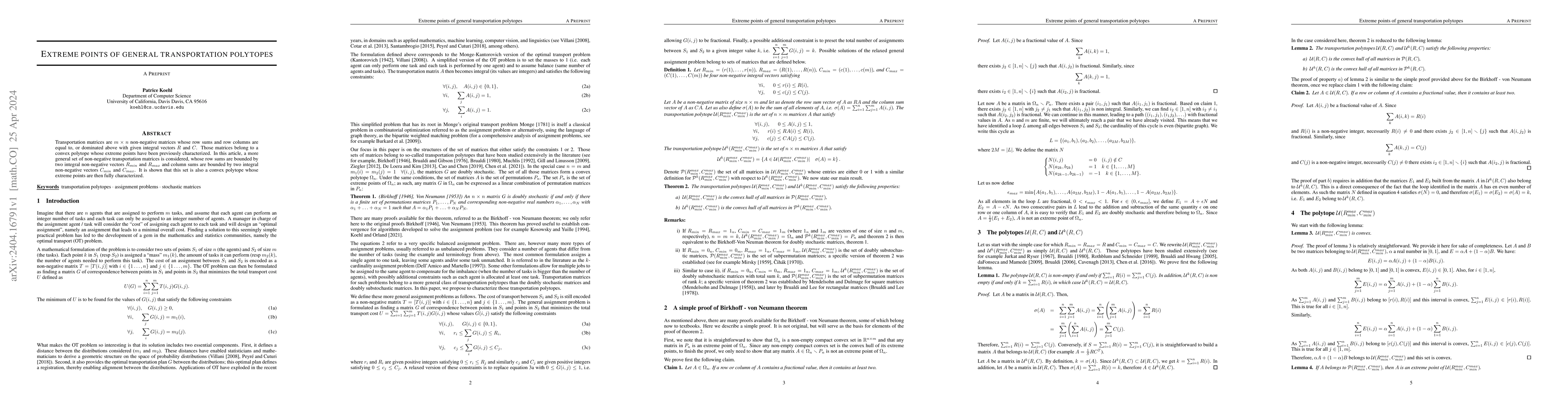 Thumbnail for Extreme points of general transportation polytopes