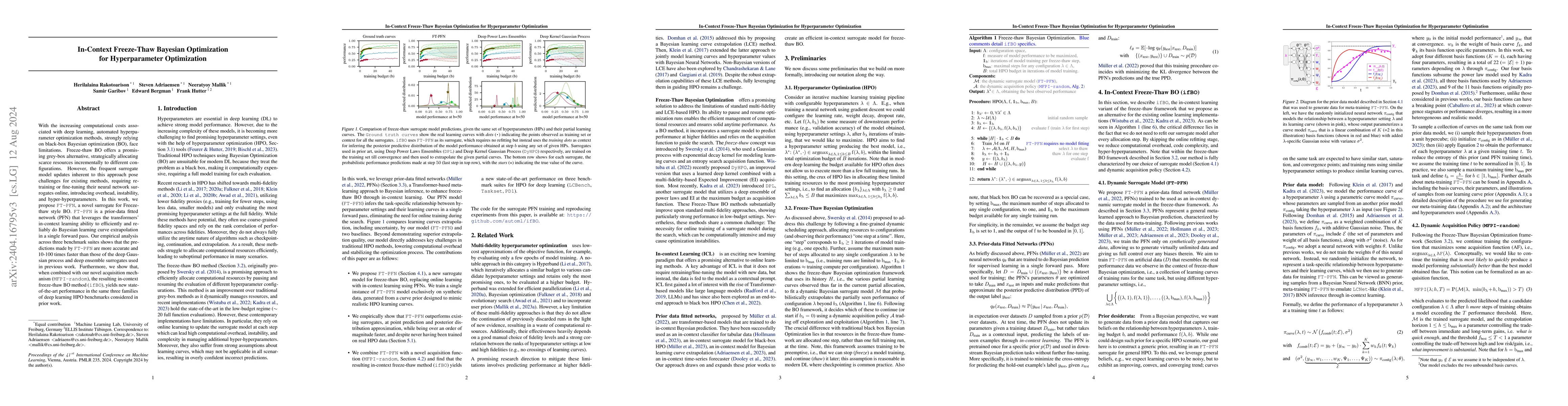 Thumbnail for In-Context Freeze-Thaw Bayesian Optimization for Hyperparameter
  Optimization
