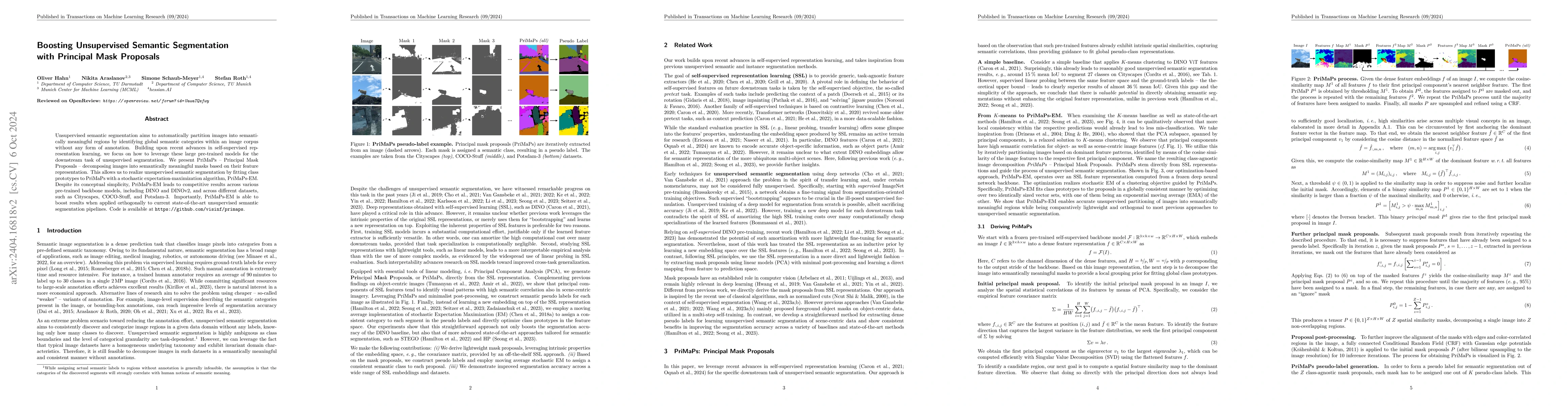 Thumbnail for Boosting Unsupervised Semantic Segmentation with Principal Mask
  Proposals