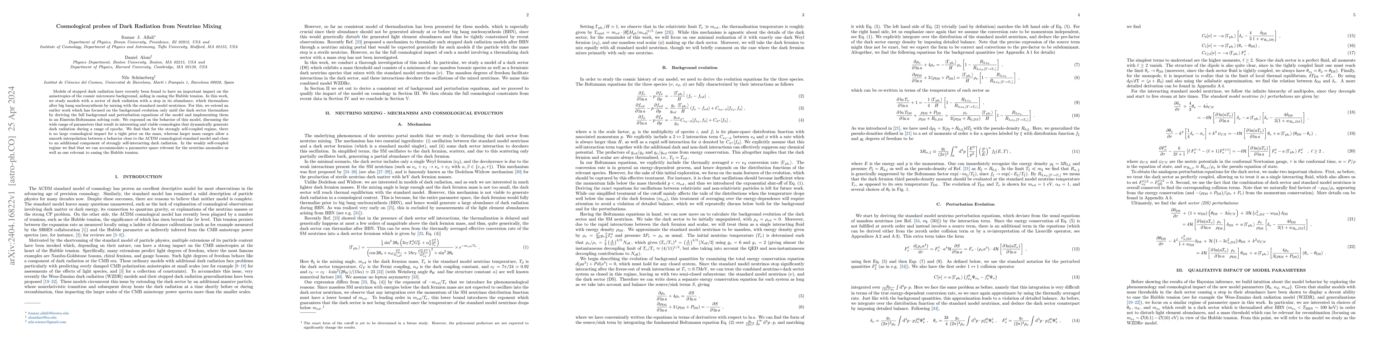 Thumbnail for Cosmological probes of Dark Radiation from Neutrino Mixing