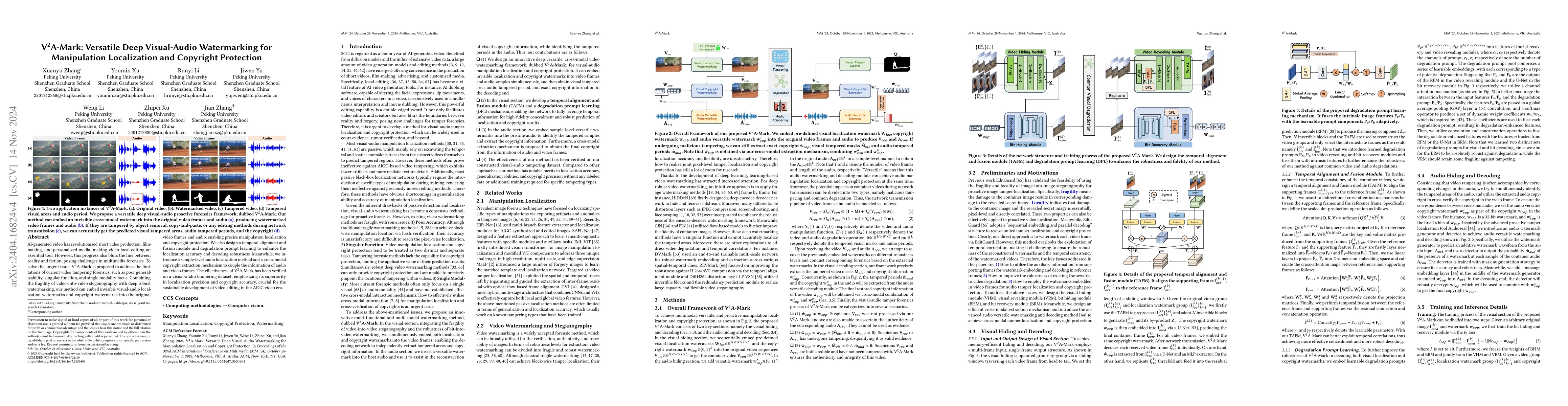 Thumbnail for V2A-Mark: Versatile Deep Visual-Audio Watermarking for Manipulation
  Localization and Copyright Protection