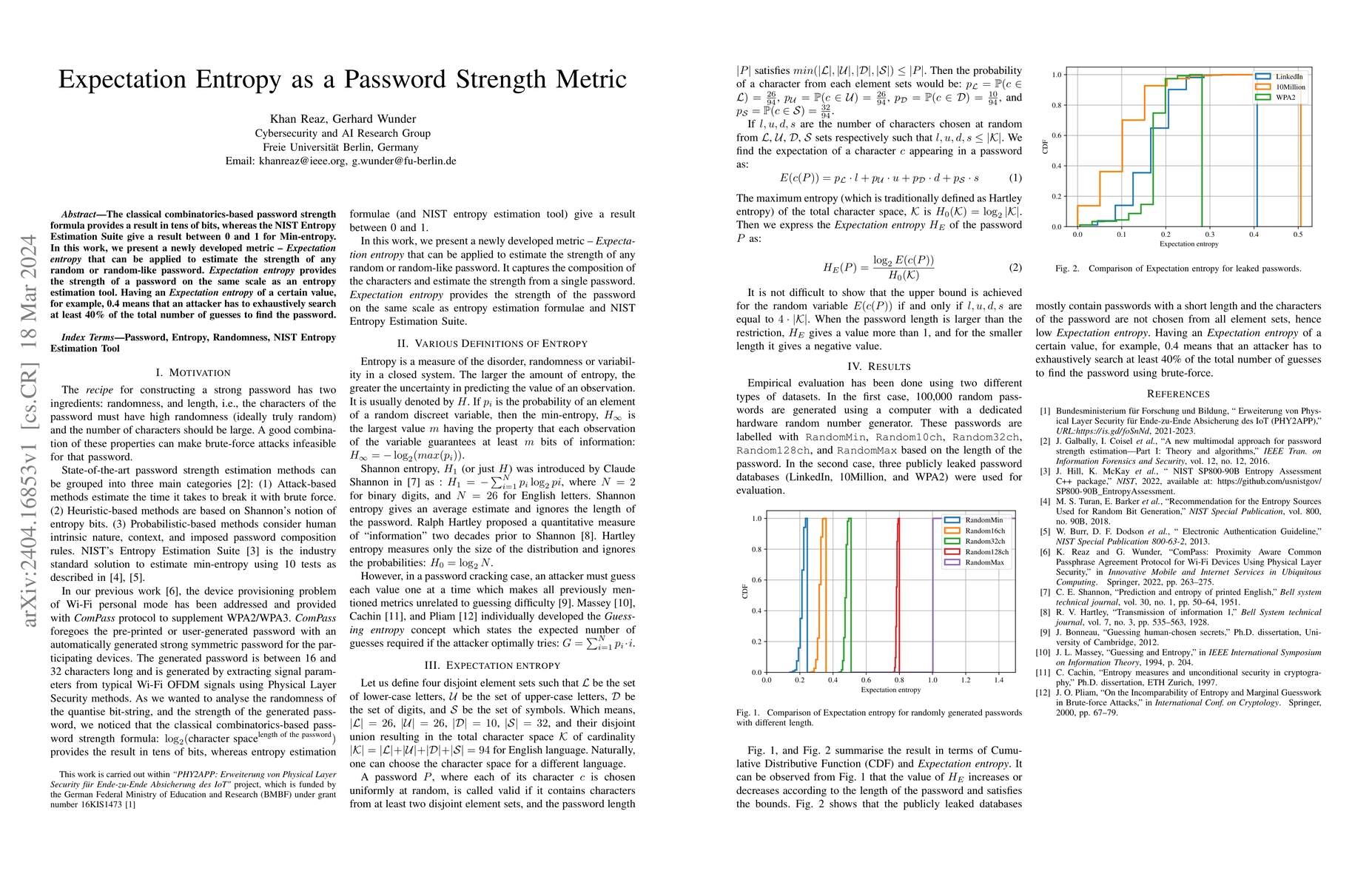 Thumbnail for Expectation Entropy as a Password Strength Metric
