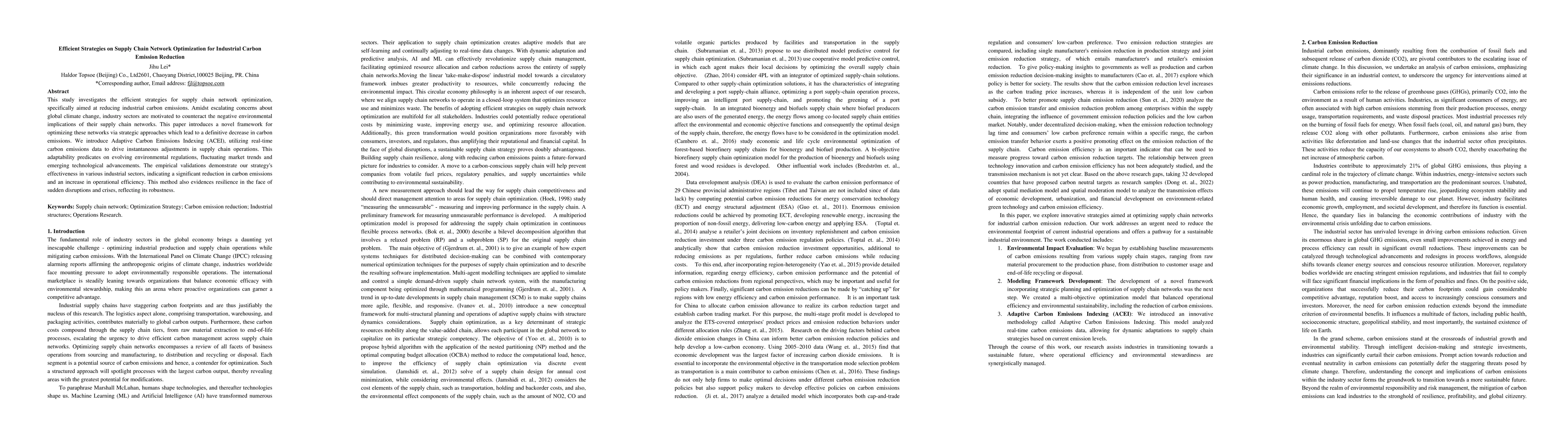 Thumbnail for Efficient Strategies on Supply Chain Network Optimization for Industrial
  Carbon Emission Reduction