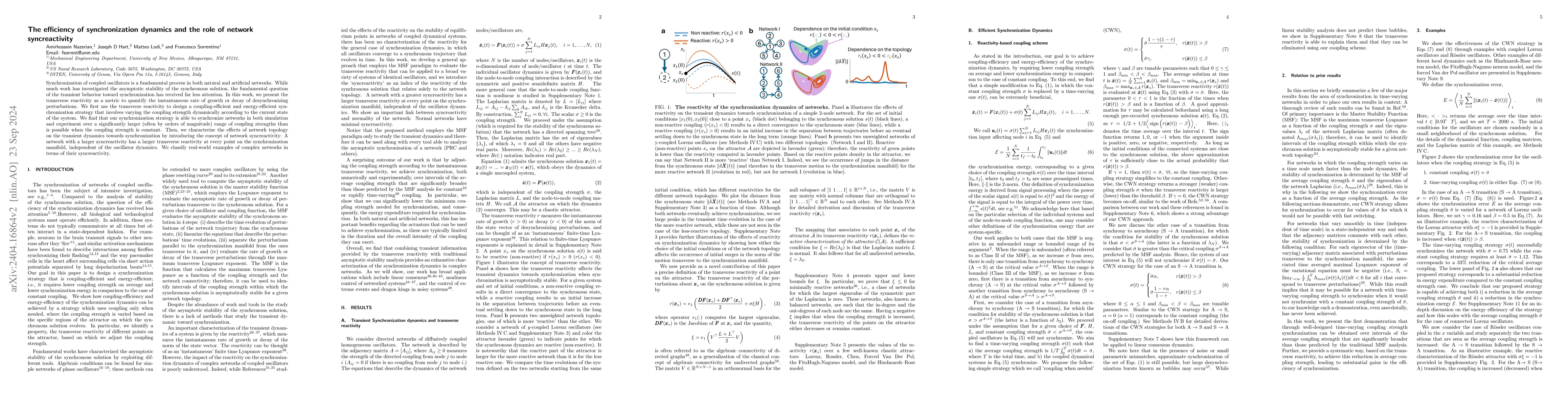 Thumbnail for The Efficiency of Synchronization Dynamics and the Role of Network
  Syncreactivity