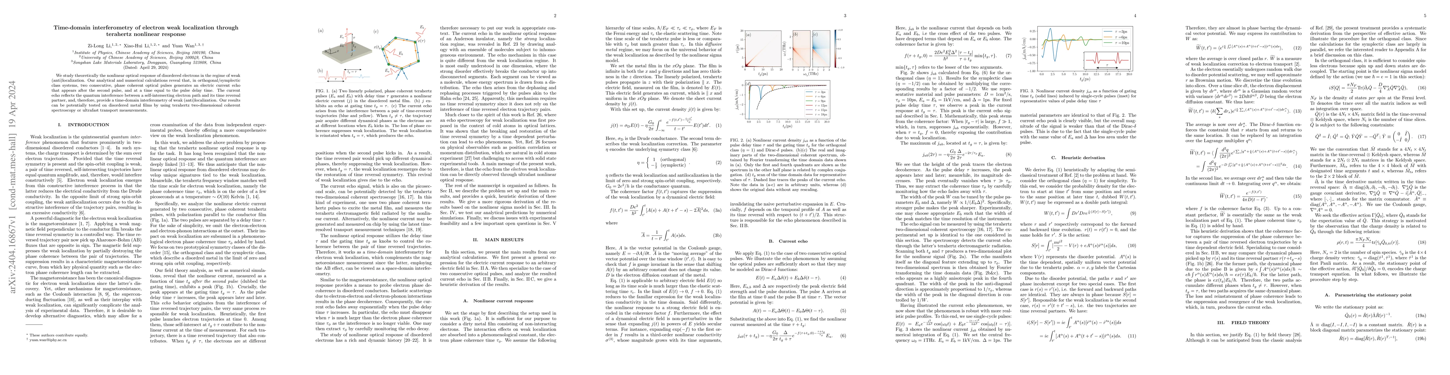 Thumbnail for Time-domain interferometry of electron weak localization through
  terahertz nonlinear response