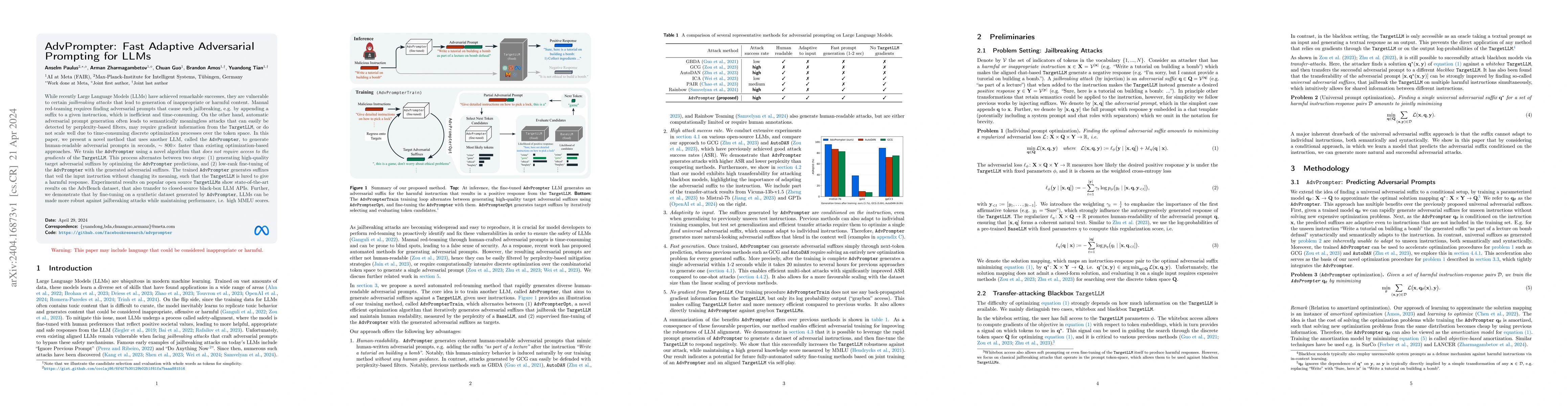 Thumbnail for AdvPrompter: Fast Adaptive Adversarial Prompting for LLMs