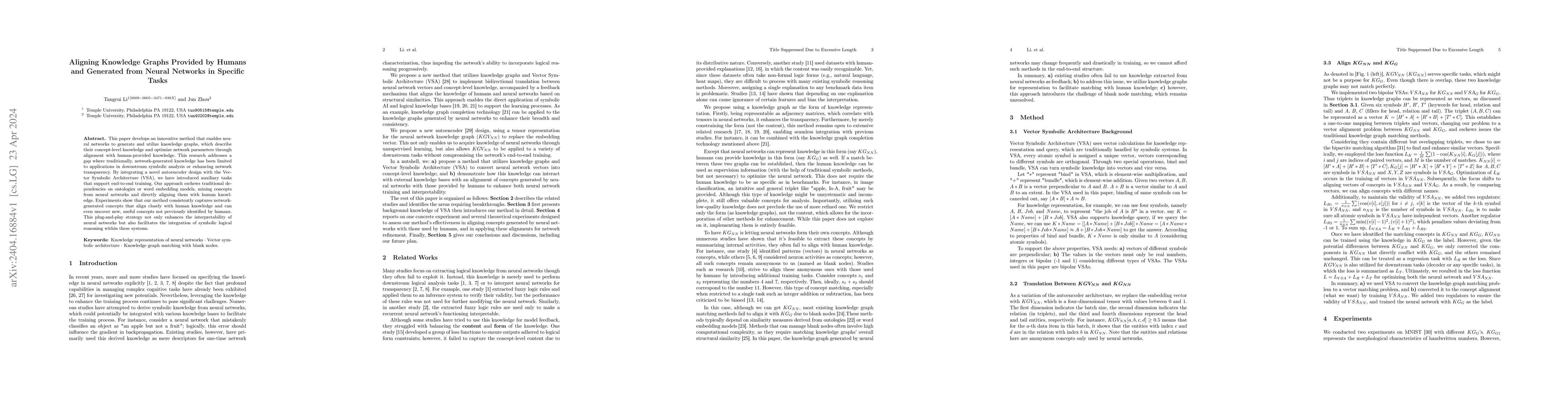 Thumbnail for Aligning Knowledge Graphs Provided by Humans and Generated from Neural
  Networks in Specific Tasks