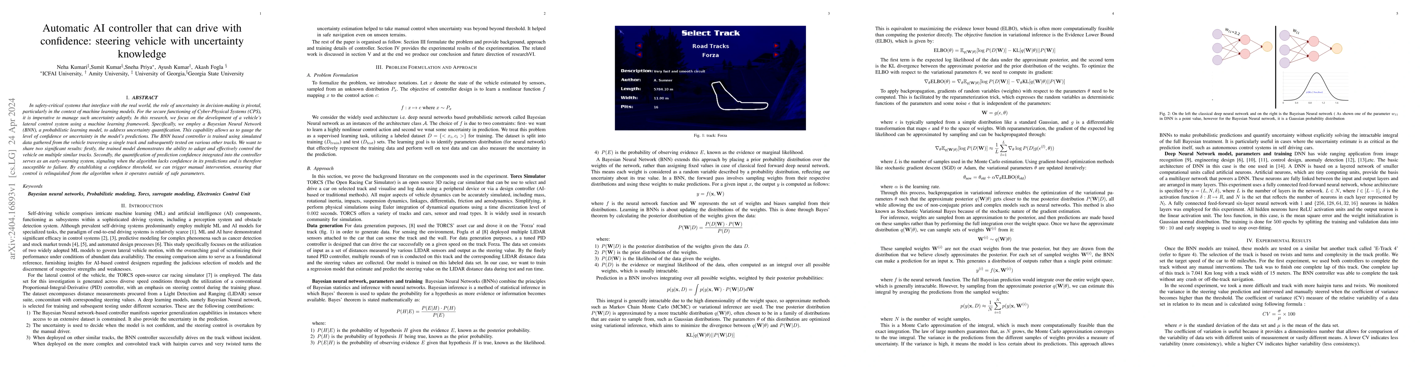 Thumbnail for Automatic AI controller that can drive with confidence: steering vehicle
  with uncertainty knowledge