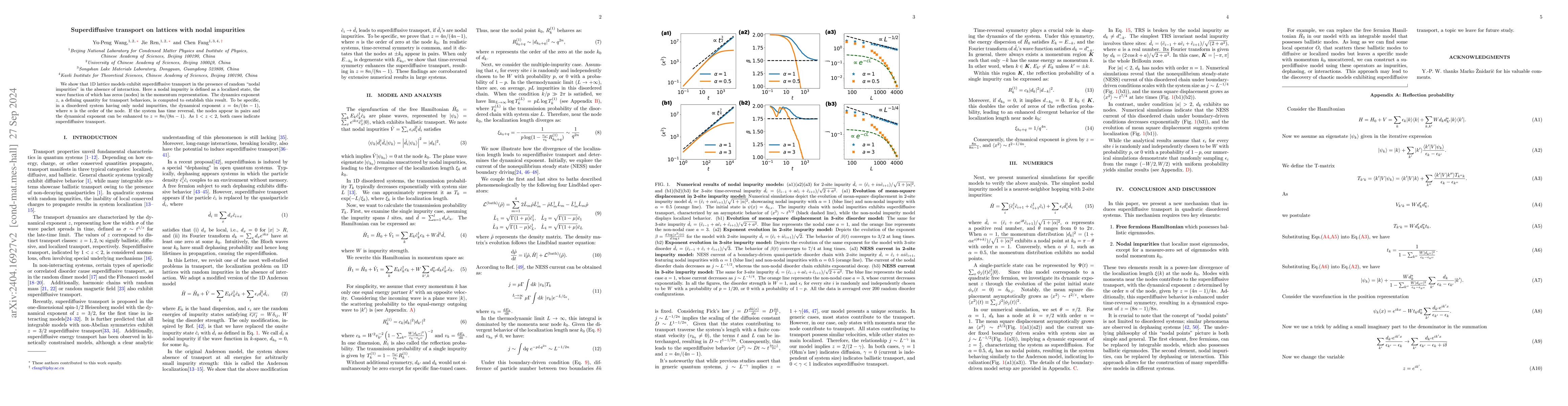 Thumbnail for Superdiffusive transport on lattices with nodal impurities